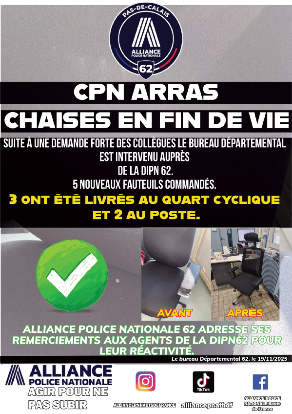 CPN ARRAS : CHAISES EN FIN DE VIE